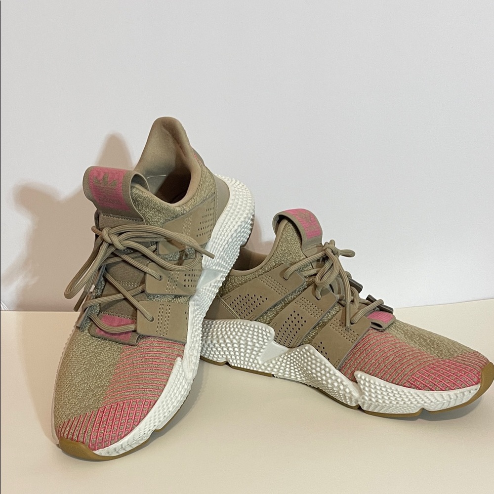 Adidas Prophere Beige and Pink Athletic Shoes